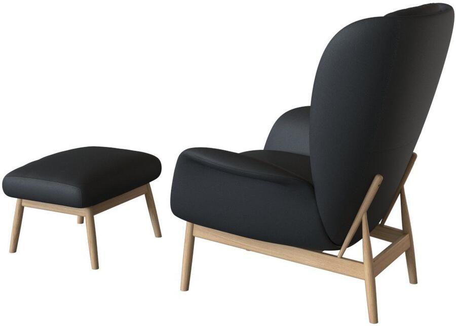 FLEXLUX Oorfauteuil Padova Stijl & comfort organische vorm geïntegreerde lendesteun eikenhouten voet - Foto 5