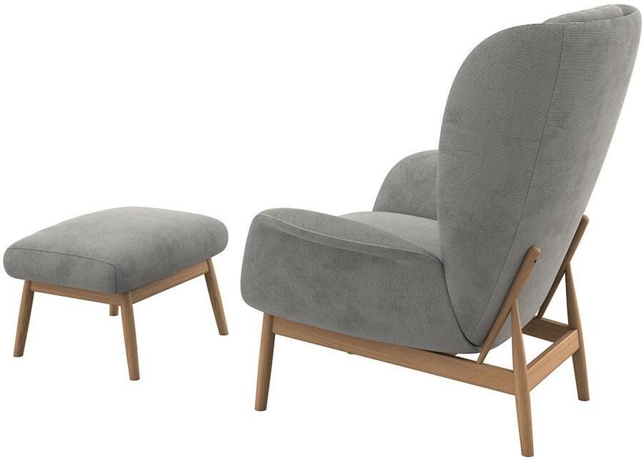 FLEXLUX Oorfauteuil Padova Stijl & comfort organische vorm geïntegreerde lendesteun eikenhouten voet - Foto 5