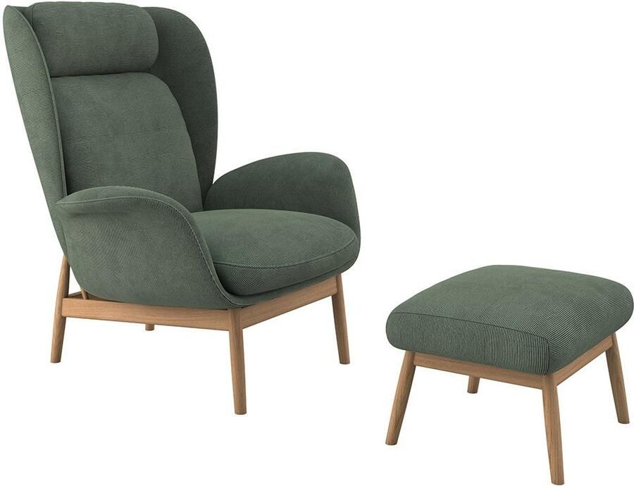 FLEXLUX Oorfauteuil Padova Stijl & comfort organische vorm geïntegreerde lendesteun eikenhouten voet - Foto 3