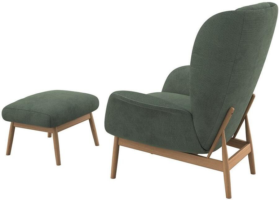 FLEXLUX Oorfauteuil Padova Stijl & comfort organische vorm geïntegreerde lendesteun eikenhouten voet - Foto 5