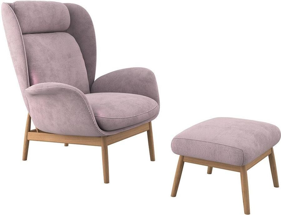 FLEXLUX Oorfauteuil Padova Stijl & comfort organische vorm geïntegreerde lendesteun eikenhouten voet - Foto 3