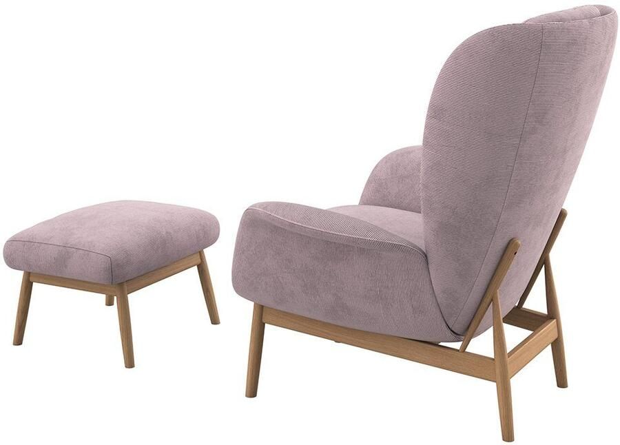 FLEXLUX Oorfauteuil Padova Stijl & comfort organische vorm geïntegreerde lendesteun eikenhouten voet - Foto 5