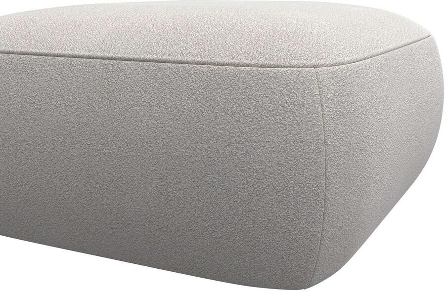 FLEXLUX Poef Torino rond laag bij de grond zitpoef stoffeerpoef Modern organisch poefontwerp koudschuim golfondersteuning