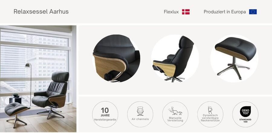 FLEXLUX Relaxfauteuil Aarhus gestoffeerde relaxfauteuil Scandinavisch design armleuningen - Foto 3