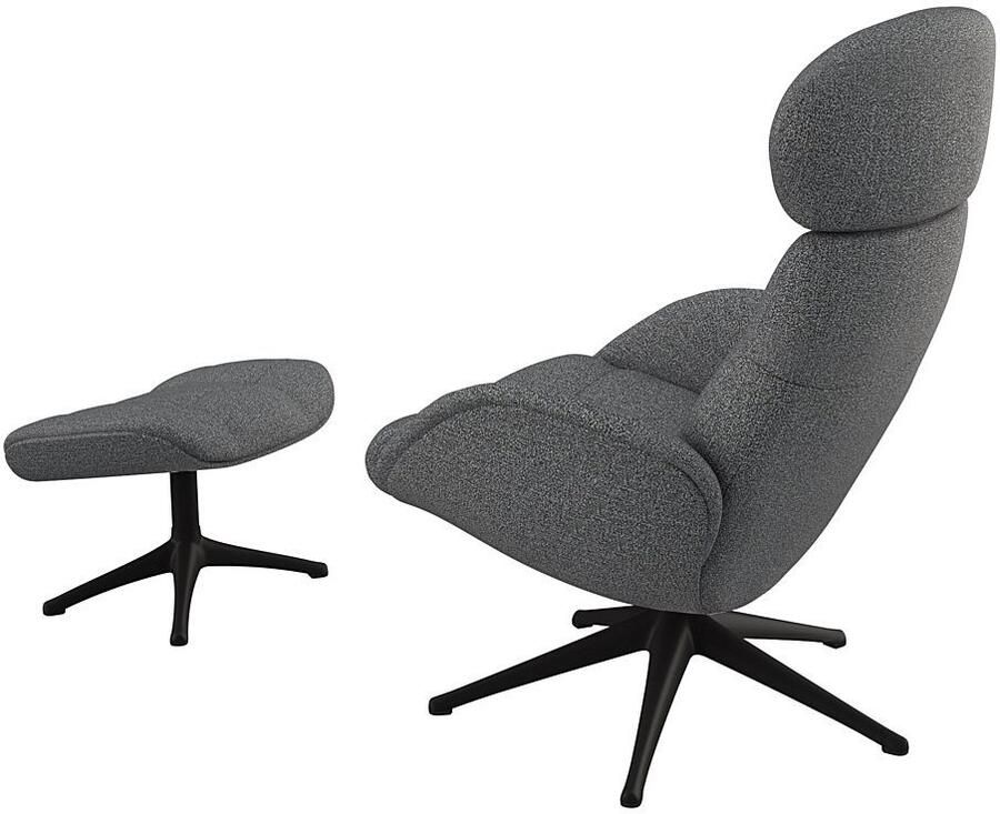 FLEXLUX Relaxfauteuil Chester relaxfauteuil hoog comfort Scandi draaibaar Premium comfort rug- en hoofdeindeverstelling draaibaar voet zwart - Foto 2