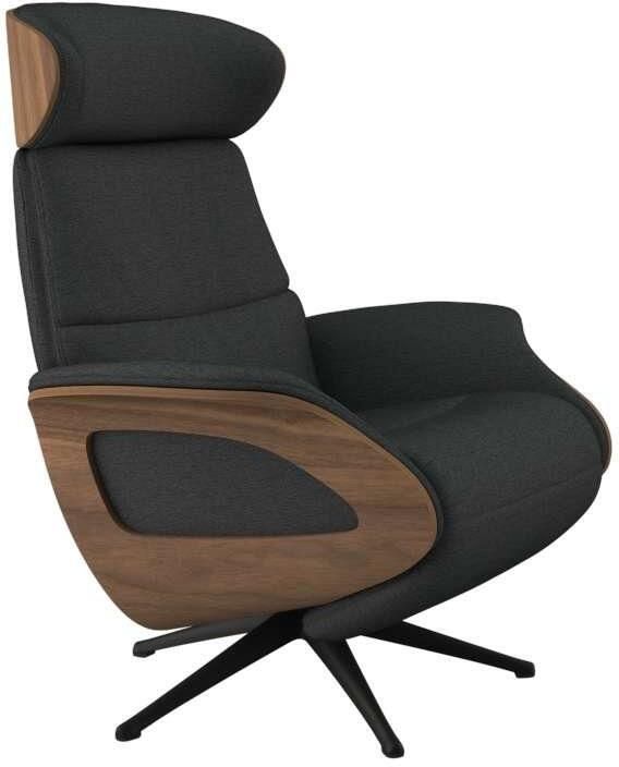 FLEXLUX Relaxfauteuil Clement praktische elektrische fauteuil Maat M elektrische rug- en voetensteun accu armleuning Walnoot zwarte poot - Foto 4