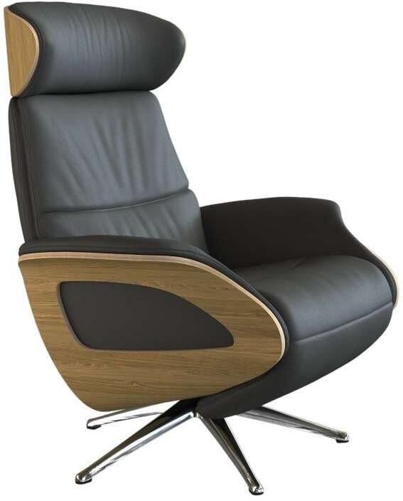 FLEXLUX Relaxfauteuil Clement praktische elektrische fauteuil Maat M elektrische rug- en voetensteun accu armleuning Eiken aluminium voet - Foto 5