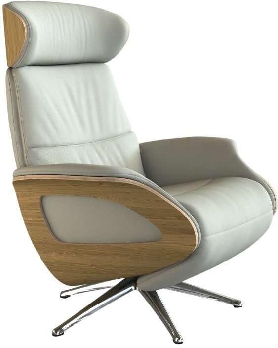 FLEXLUX Relaxfauteuil Clement praktische elektrische fauteuil Maat M elektrische rug- en voetensteun accu armleuning Eiken aluminium voet - Foto 5