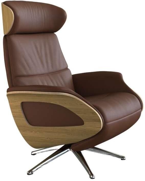 FLEXLUX Relaxfauteuil Clement praktische elektrische fauteuil Maat M elektrische rug- en voetensteun accu armleuning Eiken aluminium voet - Foto 5