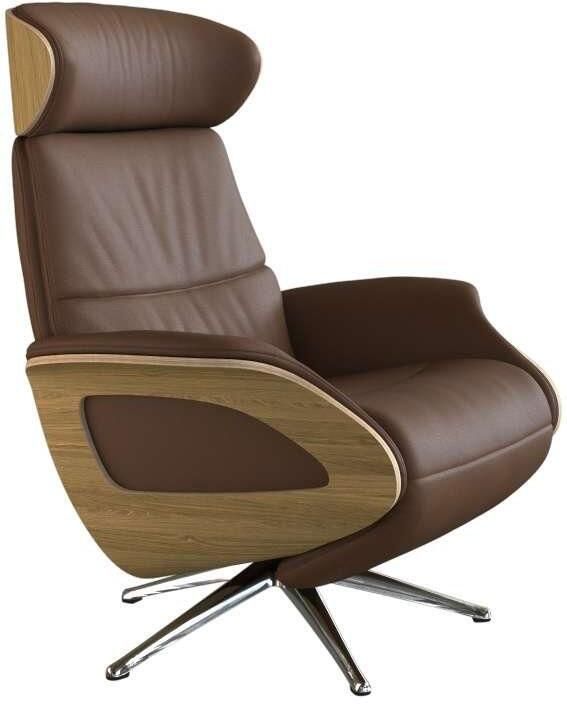 FLEXLUX Relaxfauteuil Clement praktische elektrische fauteuil Maat M elektrische rug- en voetensteun accu armleuning Eiken aluminium voet - Foto 5