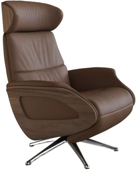 FLEXLUX Relaxfauteuil Clement praktische elektrische fauteuil Maat M elektrische rug- en voetensteun accu armleuning Walnoot aluminium voet - Foto 4