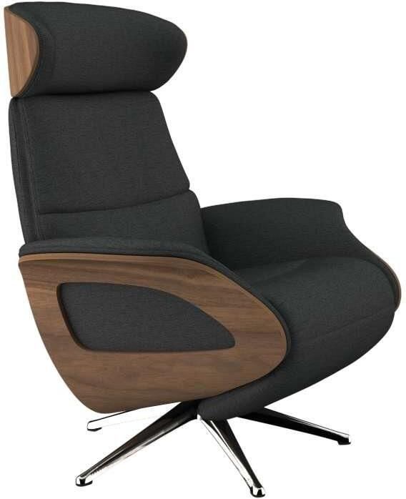 FLEXLUX Relaxfauteuil Clement praktische elektrische fauteuil Maat M elektrische rug- en voetensteun accu armleuning Walnoot aluminium voet - Foto 4