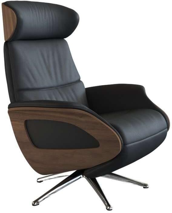 FLEXLUX Relaxfauteuil Clement praktische elektrische fauteuil Maat M elektrische rug- en voetensteun accu armleuning Walnoot aluminium voet - Foto 4