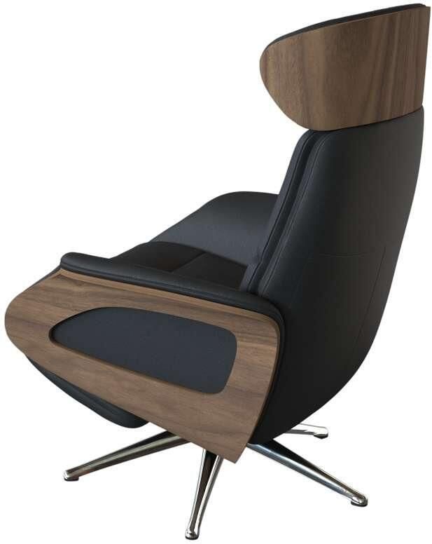 FLEXLUX Relaxfauteuil Clement praktische elektrische fauteuil Maat M elektrische rug- en voetensteun accu armleuning Walnoot aluminium voet - Foto 3