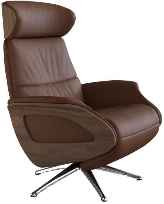 FLEXLUX Relaxfauteuil Clement praktische elektrische fauteuil Maat M elektrische rug- en voetensteun accu armleuning Walnoot aluminium voet - Foto 4