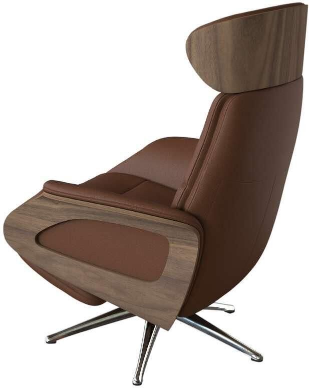 FLEXLUX Relaxfauteuil Clement praktische elektrische fauteuil Maat M elektrische rug- en voetensteun accu armleuning Walnoot aluminium voet - Foto 3