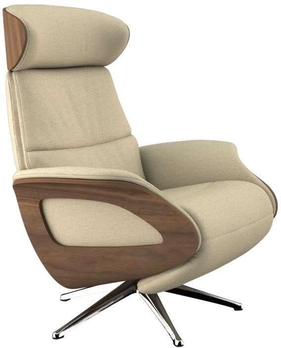 FLEXLUX Relaxfauteuil Clement praktische elektrische fauteuil Maat M elektrische rug- en voetensteun accu armleuning Walnoot aluminium voet - Foto 4