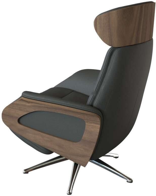 FLEXLUX Relaxfauteuil Clement praktische elektrische fauteuil Maat M elektrische rug- en voetensteun accu armleuning Walnoot aluminium voet - Foto 3