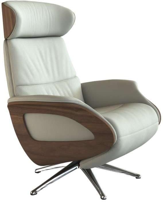 FLEXLUX Relaxfauteuil Clement praktische elektrische fauteuil Maat M elektrische rug- en voetensteun accu armleuning Walnoot aluminium voet - Foto 4