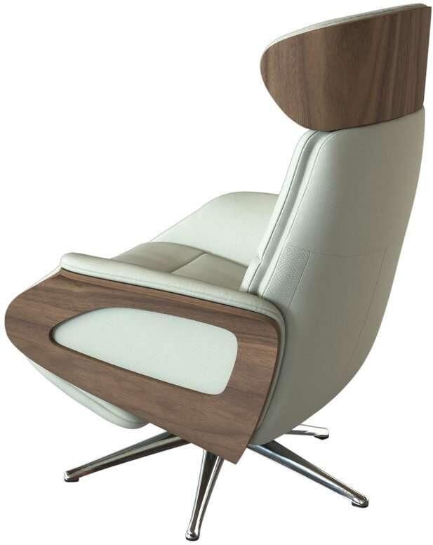 FLEXLUX Relaxfauteuil Clement praktische elektrische fauteuil Maat M elektrische rug- en voetensteun accu armleuning Walnoot aluminium voet - Foto 3