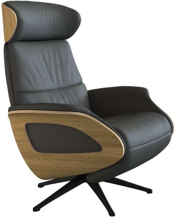 FLEXLUX Relaxfauteuil Clement praktische elektrische fauteuil Maat M elektrische rug- en voetensteun accu armleuning Eiken zwarte poot - Foto 5