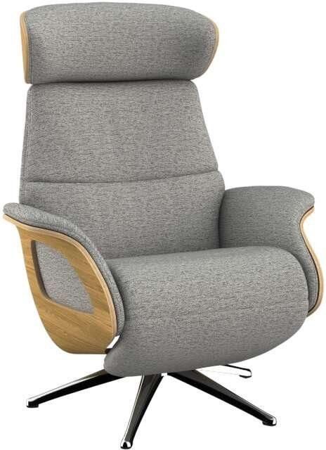 FLEXLUX Relaxfauteuil Clement praktische elektrische fauteuil Maat M elektrische rug- en voetensteun accu armleuning Eiken aluminium voet - Foto 5