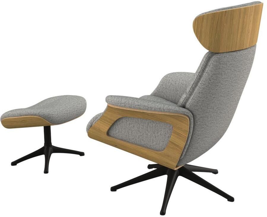FLEXLUX Relaxfauteuil Clement rug- en hoofdverstelling ergonomisch Airchannels Rug- & hoofdsteunverstelling draaibaar armleuning eik zwart voet - Foto 2