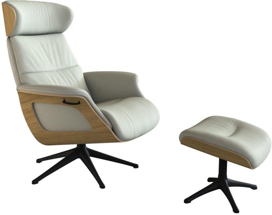 FLEXLUX Relaxfauteuil Clement rug- en hoofdverstelling ergonomisch Airchannels Rug- & hoofdsteunverstelling draaibaar armleuning eik zwart voet - Foto 4