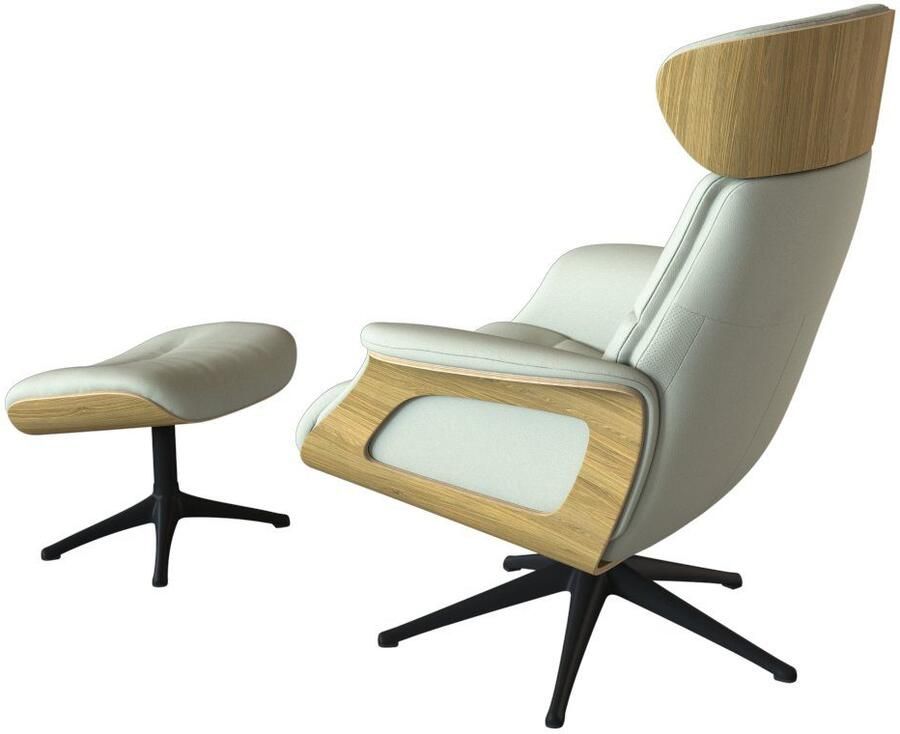 FLEXLUX Relaxfauteuil Clement rug- en hoofdverstelling ergonomisch Airchannels Rug- & hoofdsteunverstelling draaibaar armleuning eik zwart voet - Foto 2