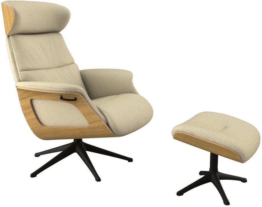 FLEXLUX Relaxfauteuil Clement rug- en hoofdverstelling ergonomisch Airchannels Rug- & hoofdsteunverstelling draaibaar armleuning eik zwart voet - Foto 5