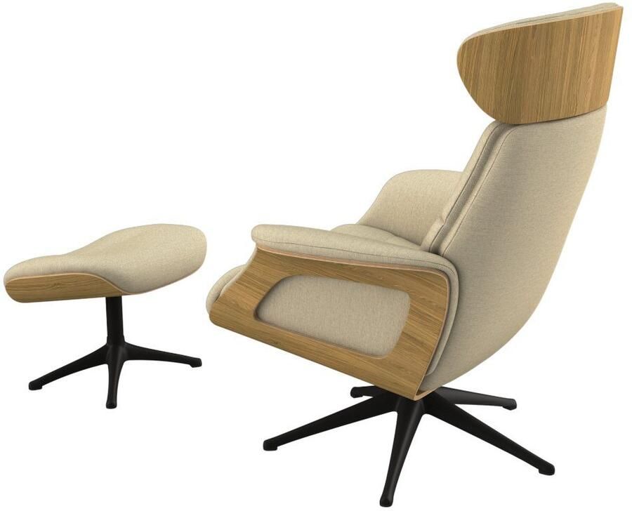 FLEXLUX Relaxfauteuil Clement rug- en hoofdverstelling ergonomisch Airchannels Rug- & hoofdsteunverstelling draaibaar armleuning eik zwart voet - Foto 3