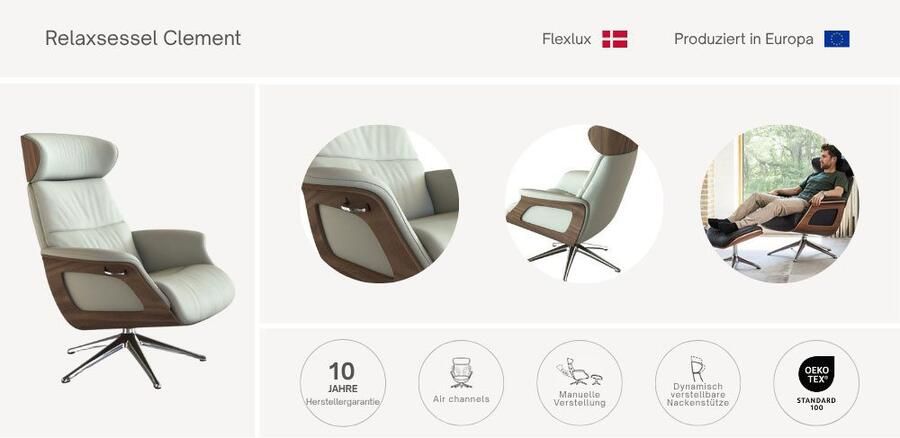 FLEXLUX Relaxfauteuil Rug- en hoofdverstelling ergonomisch Airchannels klasse comfort - Foto 5