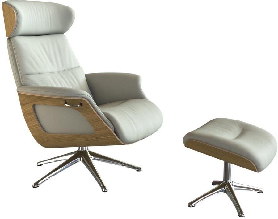 FLEXLUX Relaxfauteuil Clement rug- en hoofdverstelling ergonomisch Airchannels Rug- & hoofdverstelling draaibaar armleuning eiken voet aluminium - Foto 6