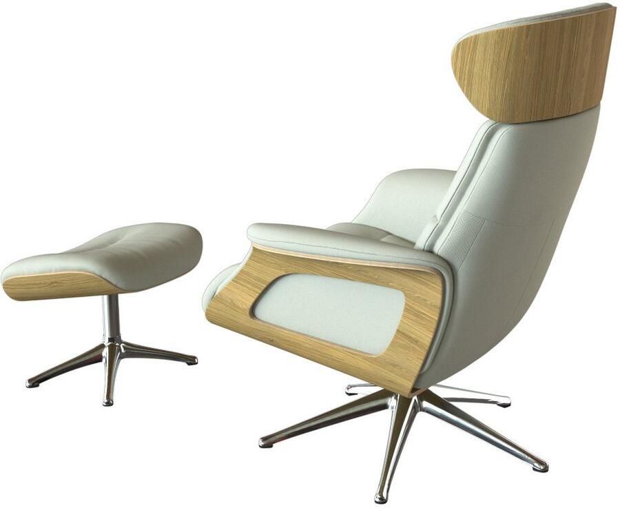 FLEXLUX Relaxfauteuil Clement rug- en hoofdverstelling ergonomisch Airchannels Rug- & hoofdverstelling draaibaar armleuning eiken voet aluminium - Foto 3