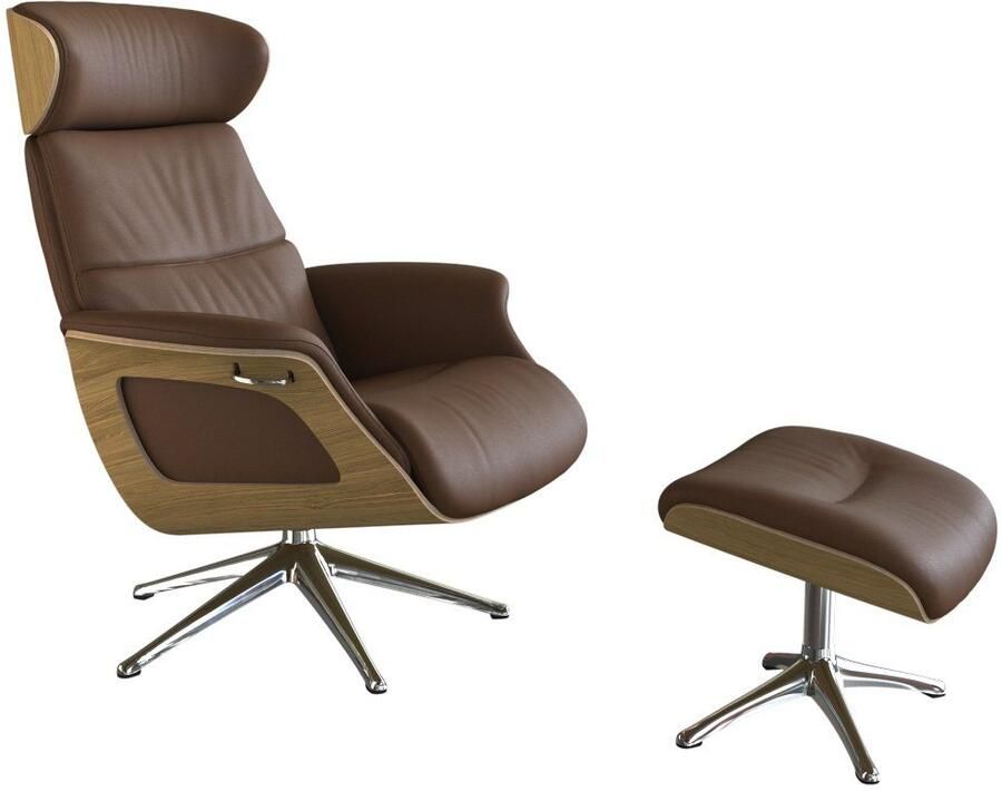 FLEXLUX Relaxfauteuil Clement rug- en hoofdverstelling ergonomisch Airchannels Rug- & hoofdverstelling draaibaar armleuning eiken voet aluminium - Foto 5