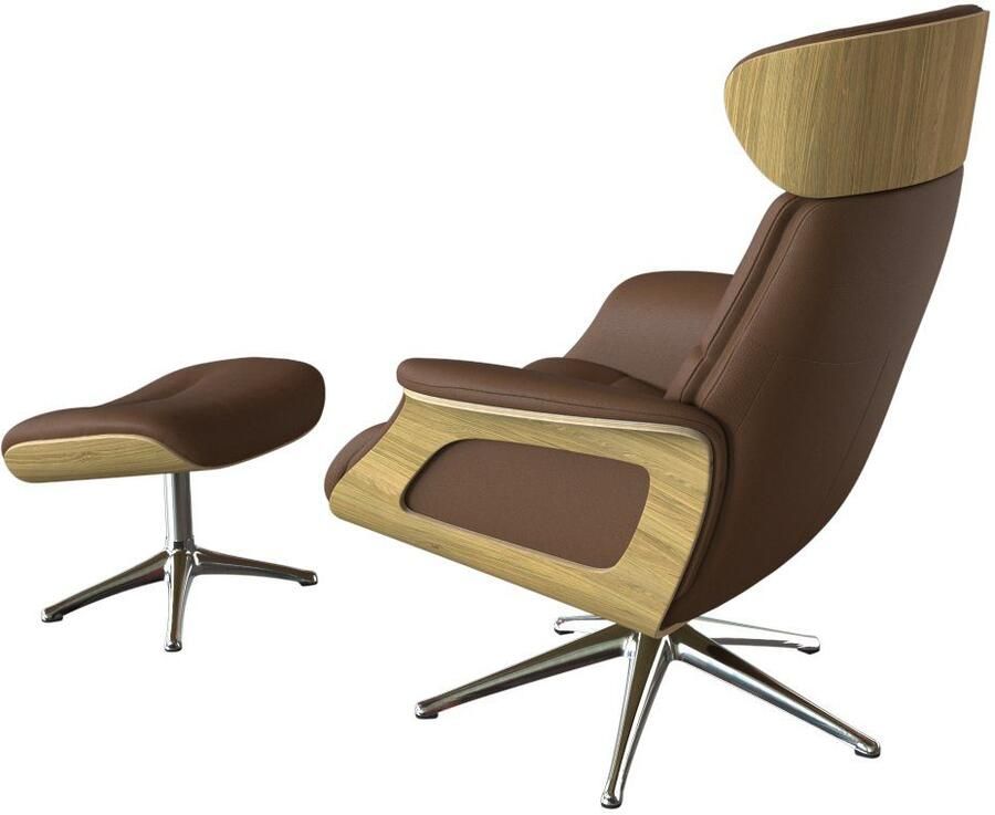 FLEXLUX Relaxfauteuil Clement rug- en hoofdverstelling ergonomisch Airchannels Rug- & hoofdverstelling draaibaar armleuning eiken voet aluminium - Foto 2