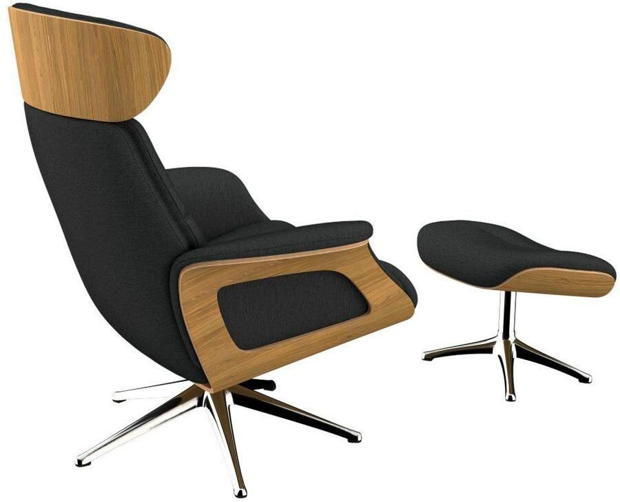 FLEXLUX Relaxfauteuil Clement rug- en hoofdverstelling ergonomisch Airchannels Rug- & hoofdverstelling draaibaar armleuning eiken voet aluminium - Foto 3