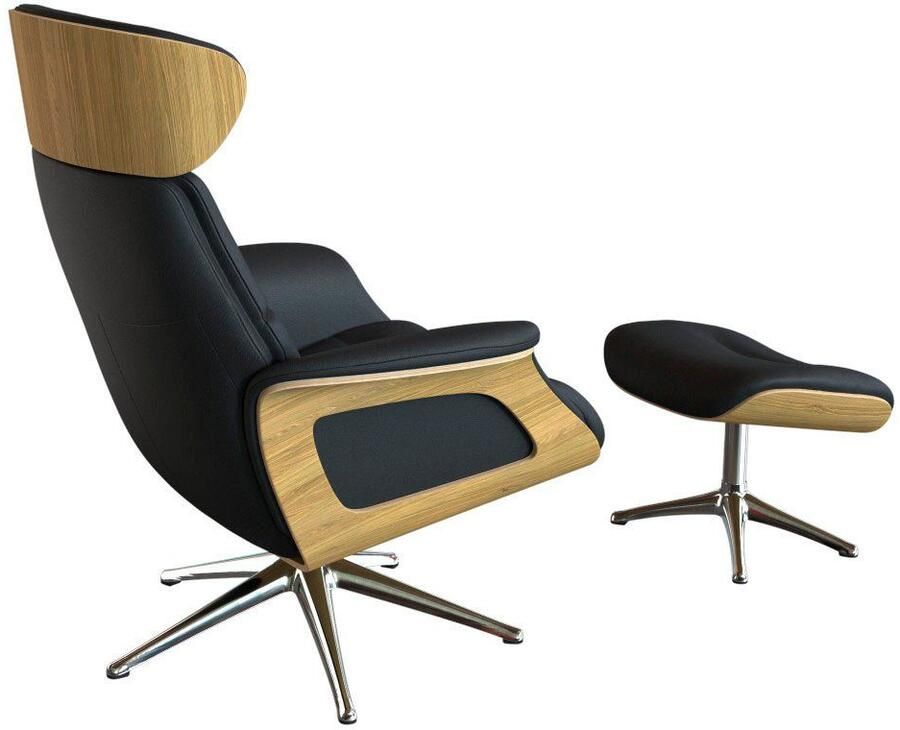 FLEXLUX Relaxfauteuil Clement rug- en hoofdverstelling ergonomisch Airchannels Rug- & hoofdverstelling draaibaar armleuning eiken voet aluminium - Foto 3