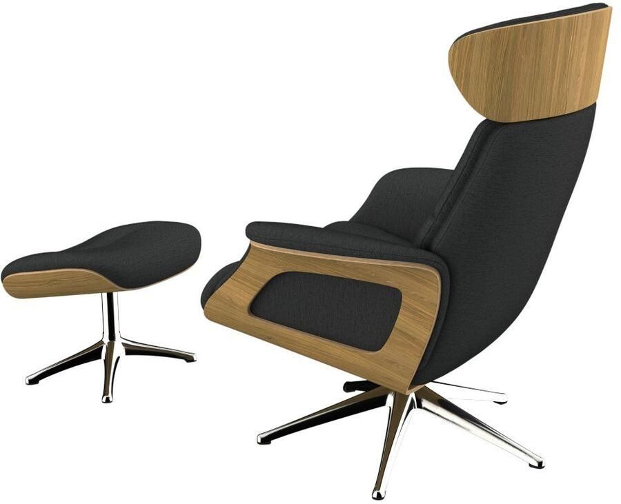 FLEXLUX Relaxfauteuil Clement rug- en hoofdverstelling ergonomisch Airchannels Rug- & hoofdverstelling draaibaar armleuning eiken voet aluminium - Foto 2