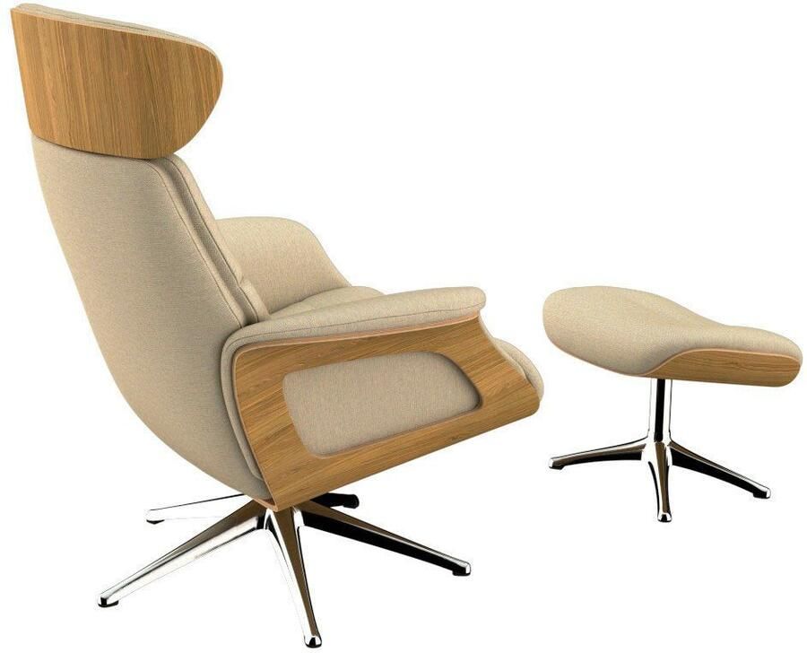 FLEXLUX Relaxfauteuil Clement rug- en hoofdverstelling ergonomisch Airchannels Rug- & hoofdverstelling draaibaar armleuning eiken voet aluminium - Foto 2