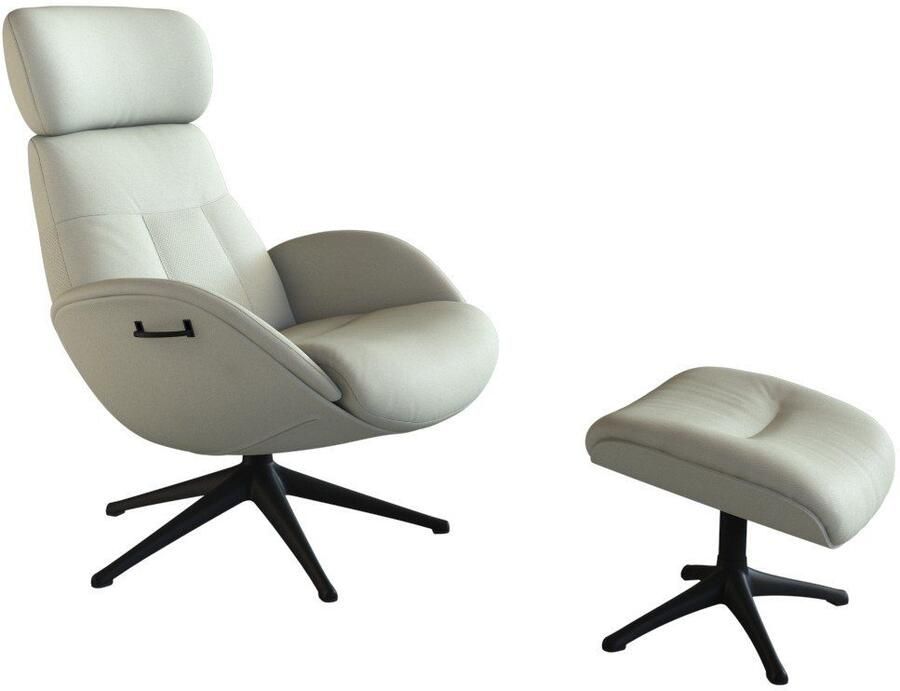 FLEXLUX Relaxfauteuil Elegant relaxfauteuil verstelbare rugleuning en hoofdsteun Eersteklas comfort rug- en hoofdsteunverstelling draaibaar zwarte voet - Foto 4