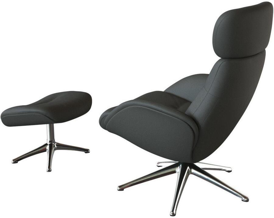 FLEXLUX Relaxfauteuil Elegant relaxfauteuil verstelbare rugleuning en hoofdsteun Premium comfort rug- en hoofdeindeverstelling draaibaar voet van aluminium - Foto 3