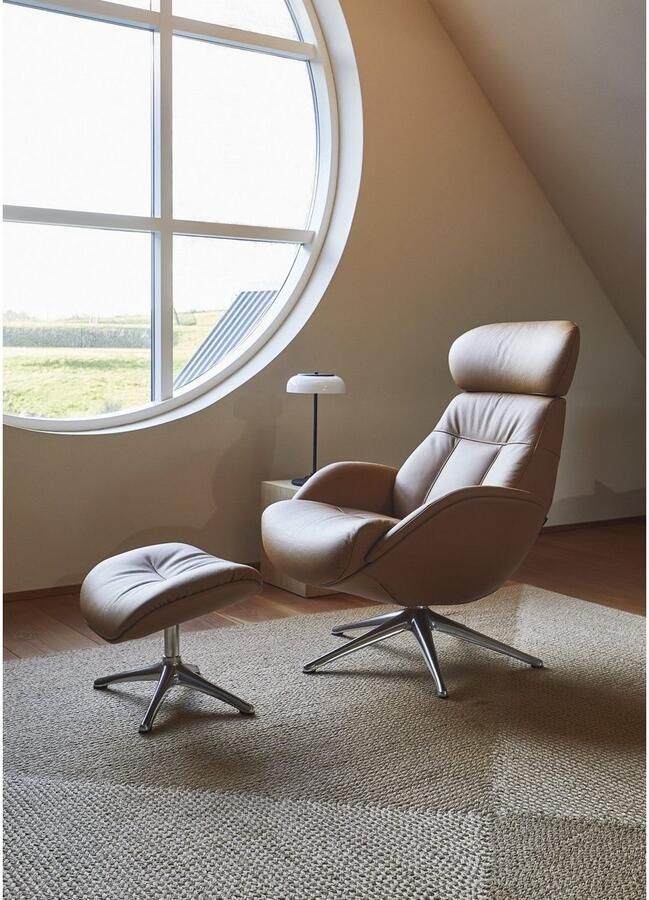 FLEXLUX Relaxfauteuil Elegant relaxfauteuil verstelbare rugleuning en hoofdsteun Premium comfort rug- en hoofdeindeverstelling draaibaar voet van aluminium - Foto 4