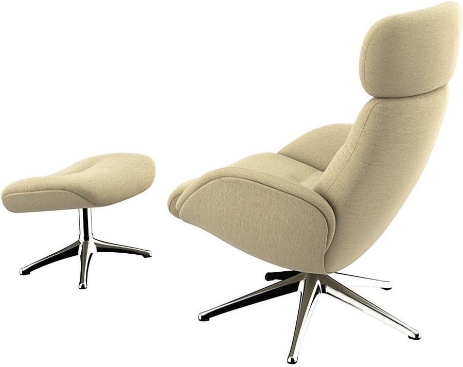 FLEXLUX Relaxfauteuil Elegant relaxfauteuil verstelbare rugleuning en hoofdsteun Premium comfort rug- en hoofdeindeverstelling draaibaar voet van aluminium - Foto 3