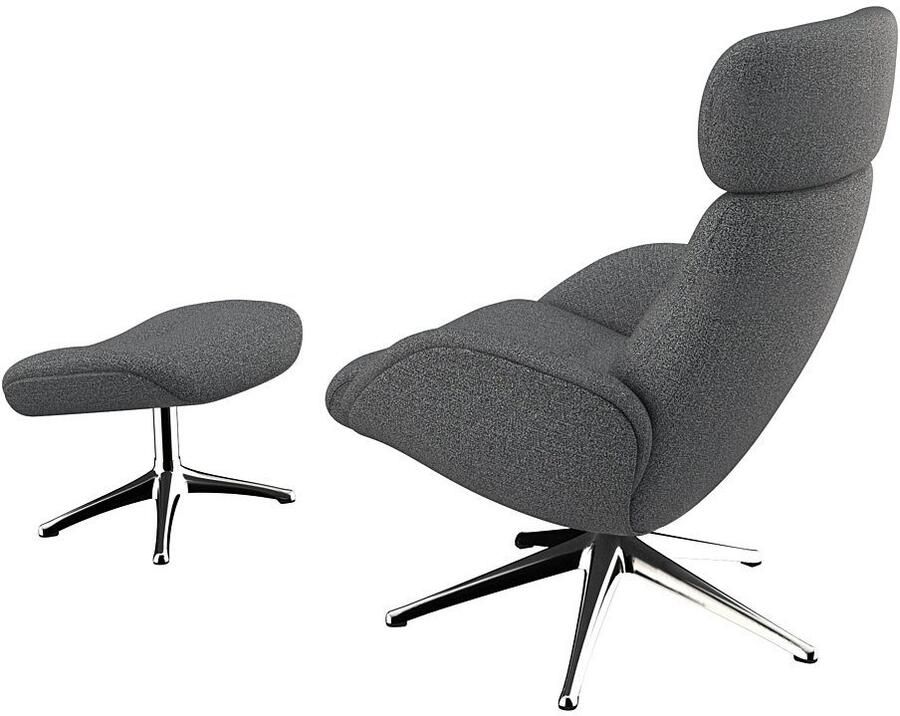 FLEXLUX Relaxfauteuil Elegant relaxfauteuil verstelbare rugleuning en hoofdsteun Premium comfort rug- en hoofdeindeverstelling draaibaar voet van aluminium - Foto 3