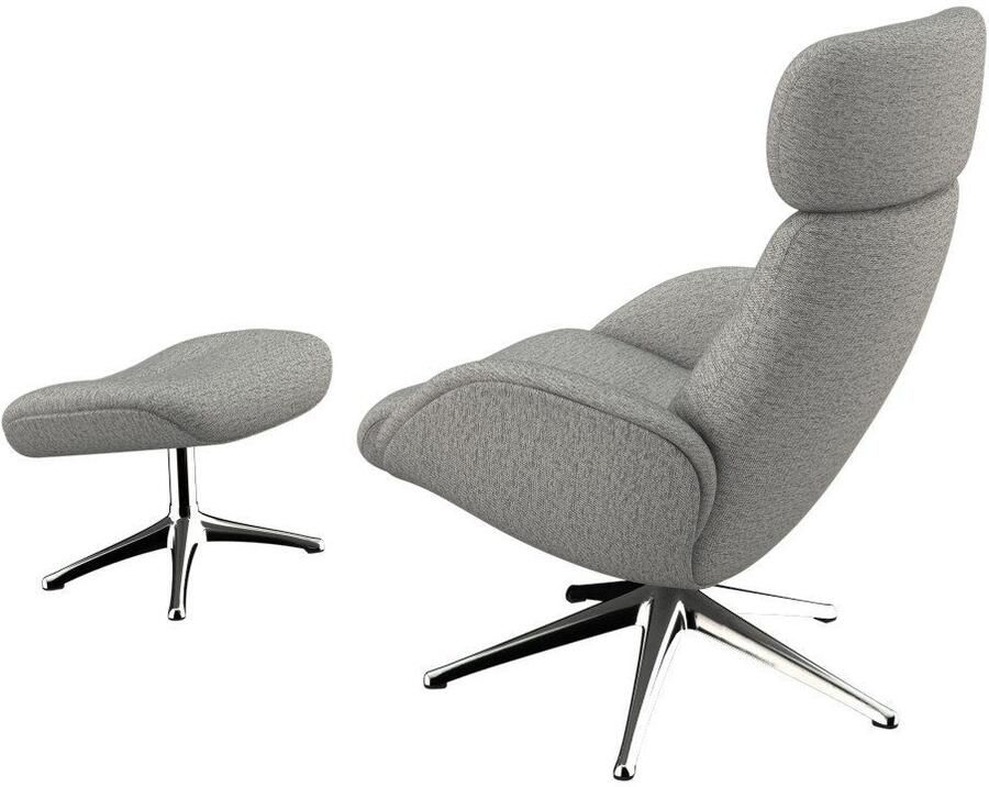 FLEXLUX Relaxfauteuil Elegant relaxfauteuil verstelbare rugleuning en hoofdsteun Premium comfort rug- en hoofdeindeverstelling draaibaar voet van aluminium - Foto 3