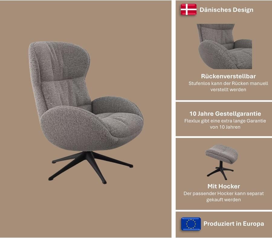 FLEXLUX Relaxfauteuil Haze uitstekend comfort Echt leer of zachte stof