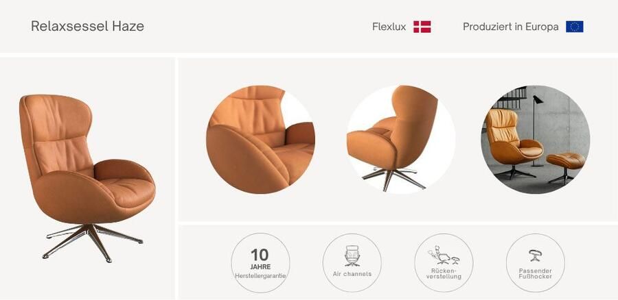 FLEXLUX Relaxfauteuil Haze uitstekend comfort Alu voet organisch design ergonomisch - Foto 3