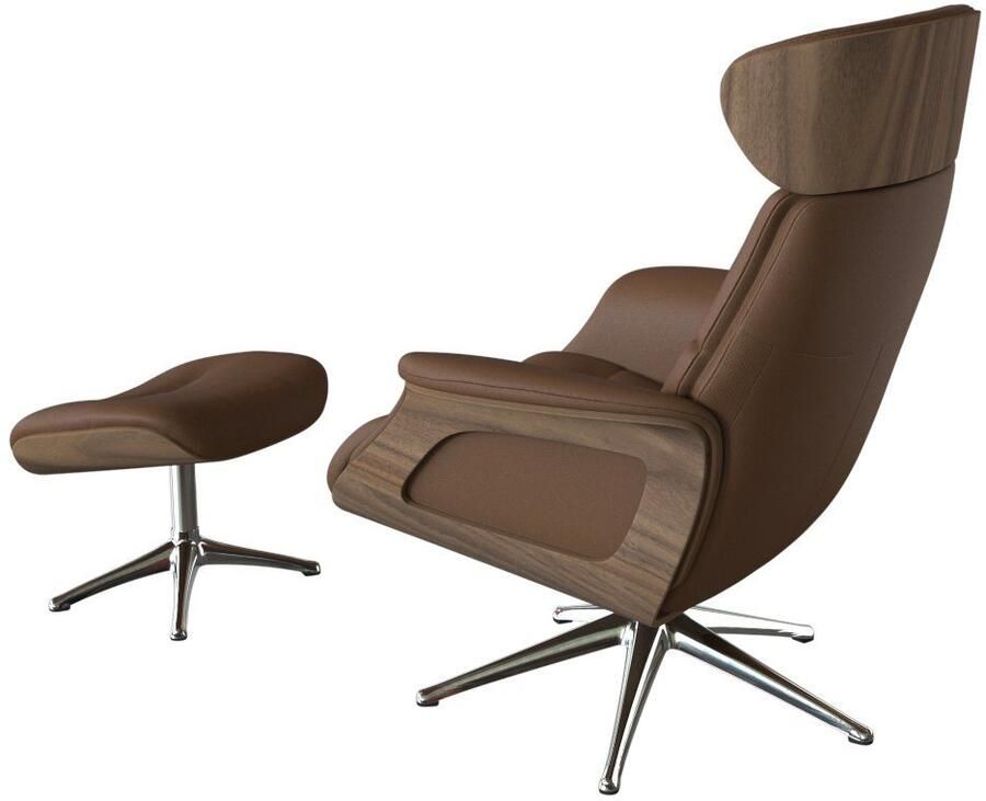 FLEXLUX Relaxfauteuil Rug- en hoofdverstelling ergonomisch Airchannels klasse comfort Rug- & hoofdverstelling draaibaar armleuning walnoot voet aluminium - Foto 2