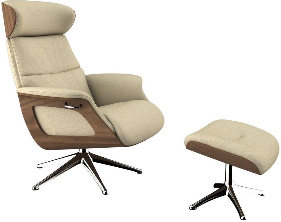 FLEXLUX Relaxfauteuil Rug- en hoofdverstelling ergonomisch Airchannels klasse comfort Rug- & hoofdverstelling draaibaar armleuning walnoot voet aluminium - Foto 5